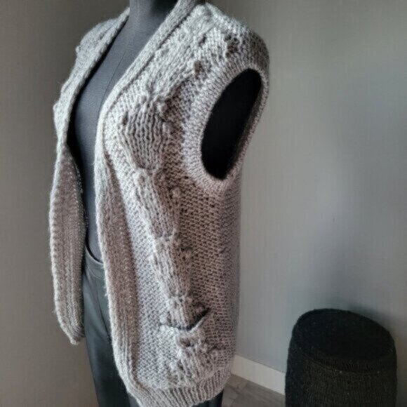 Vintage Knit Sweater Vest Sz S Grey - Picture 5 of 10